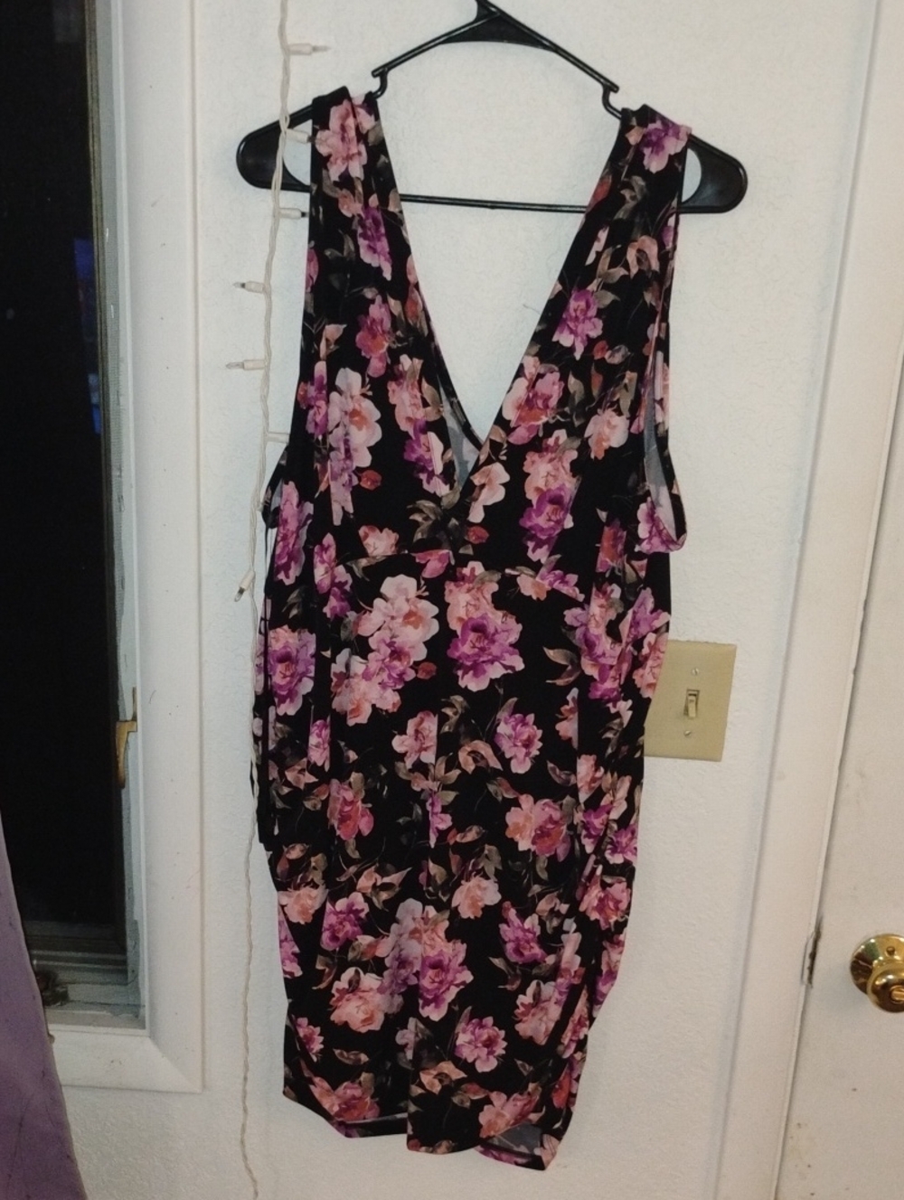 torrid Black Sleeveless V-Neck Dress with Pink Floral Print